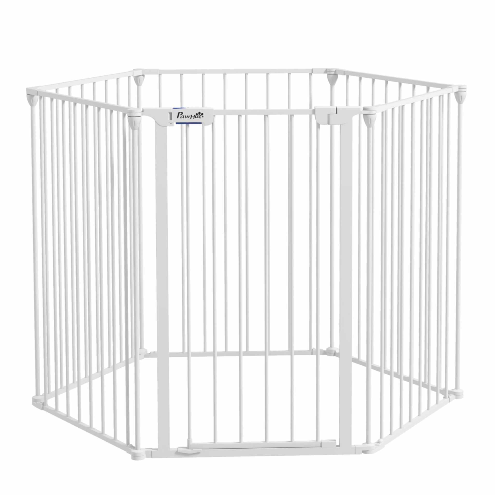 Dog pen & pet gate 6 white panels 384cm x 90cm