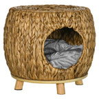 Enclosed rattan cat bed