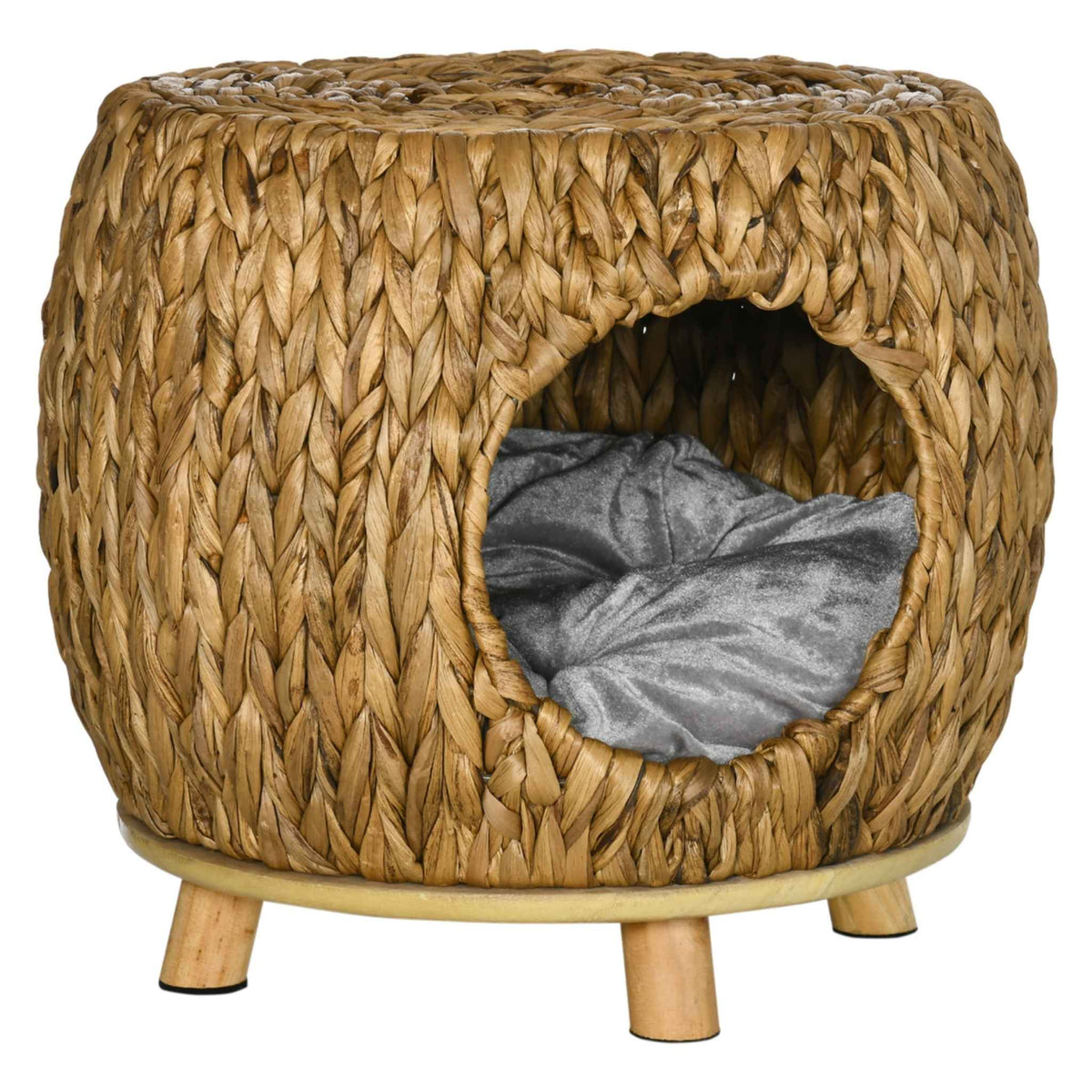 Enclosed rattan cat bed