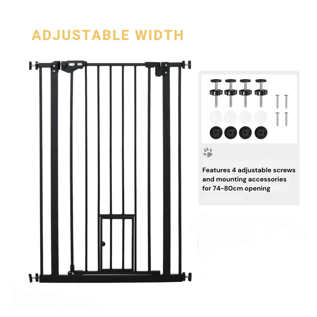 Extra tall black metal dog gate adjustable width