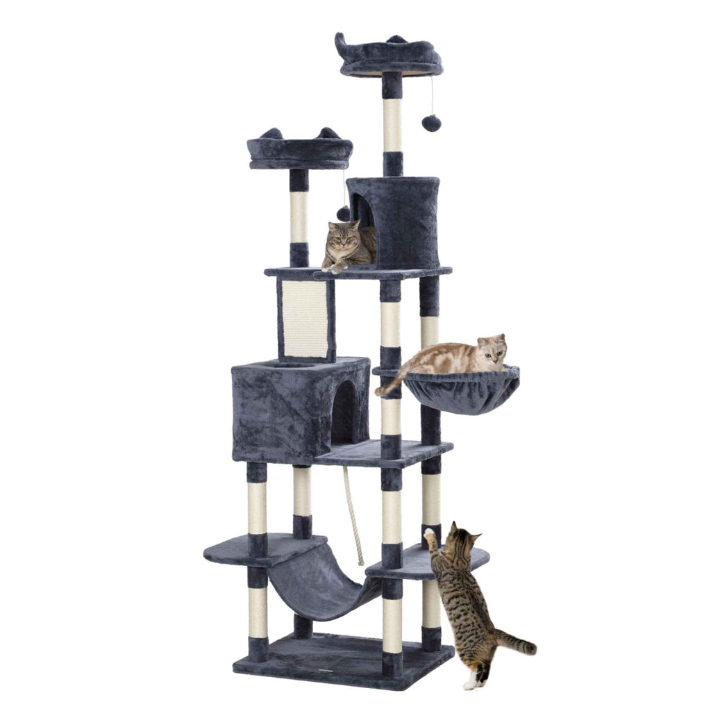 Extra tall dark grey cat tree scratching post