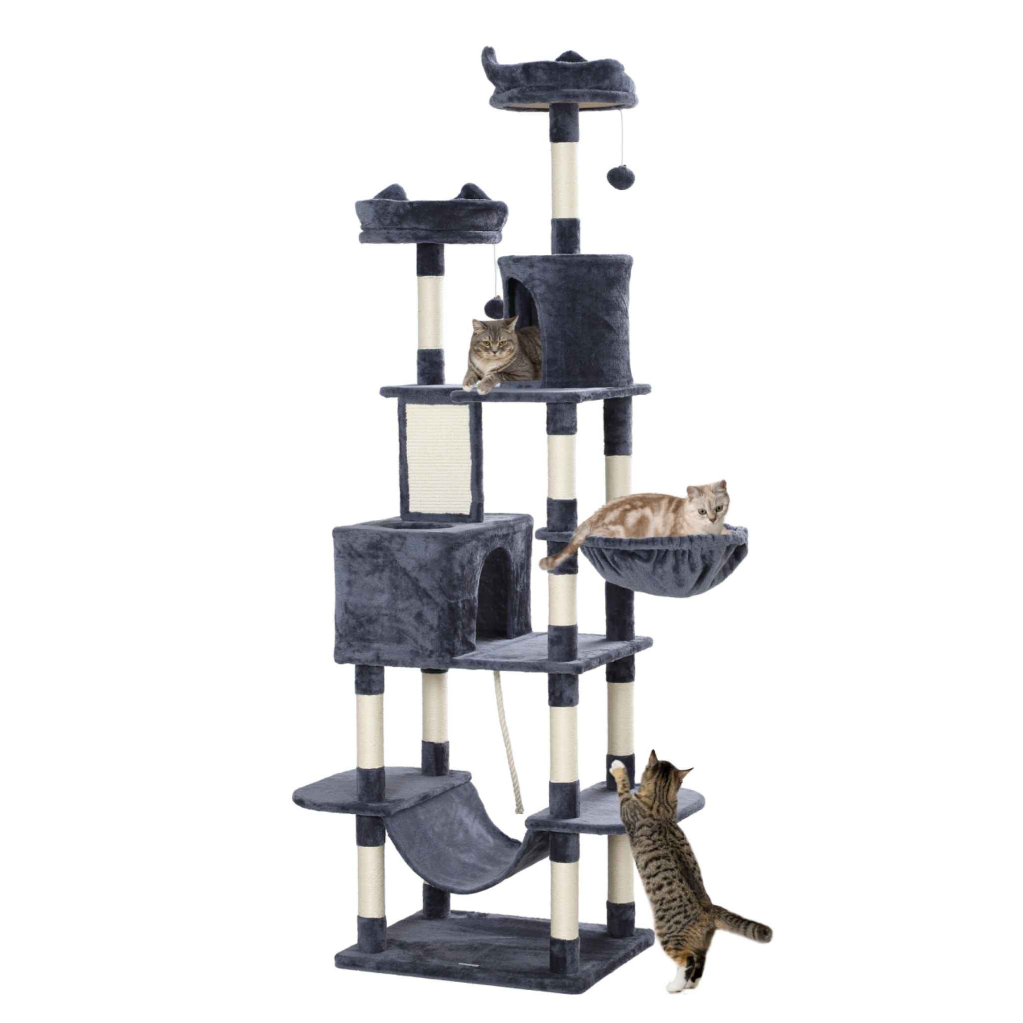 Extra tall dark grey cat tree scratching post