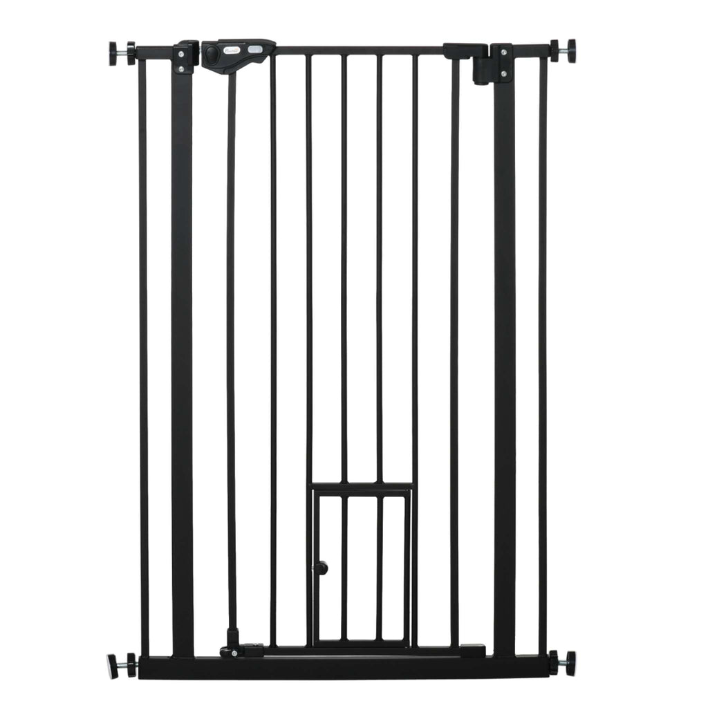Extra tall narrow black metal pet gate 74-80cm x 104cm