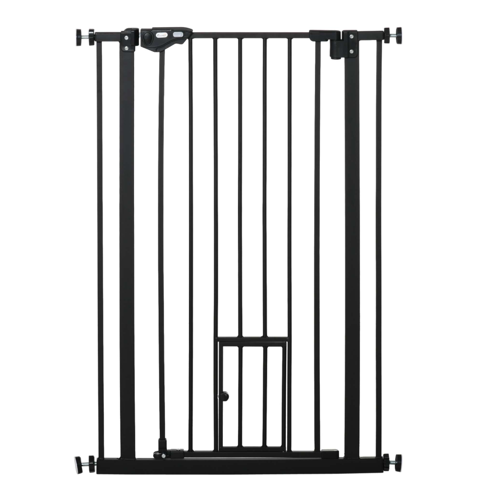 Extra tall narrow black metal pet gate 74-80cm x 104cm