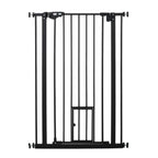 Extra tall pet gate with cat gate black 74-101cm x 104cm