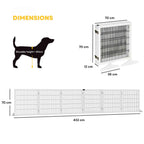 Extra wide freestanding pet gate 6 white wooden panels 432cm x 70cm dimensions