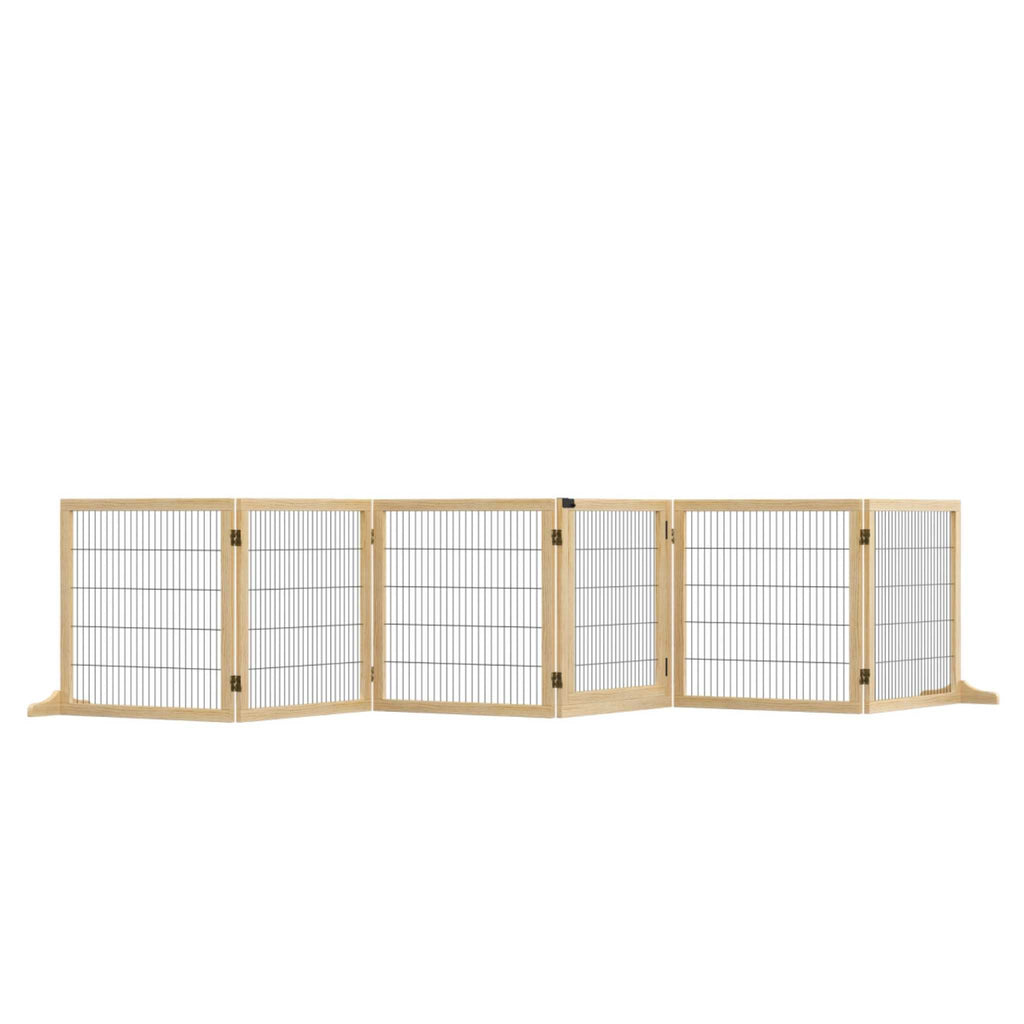 Extra wide freestanding pet gate 6 wooden panels 432cm x 70cm
