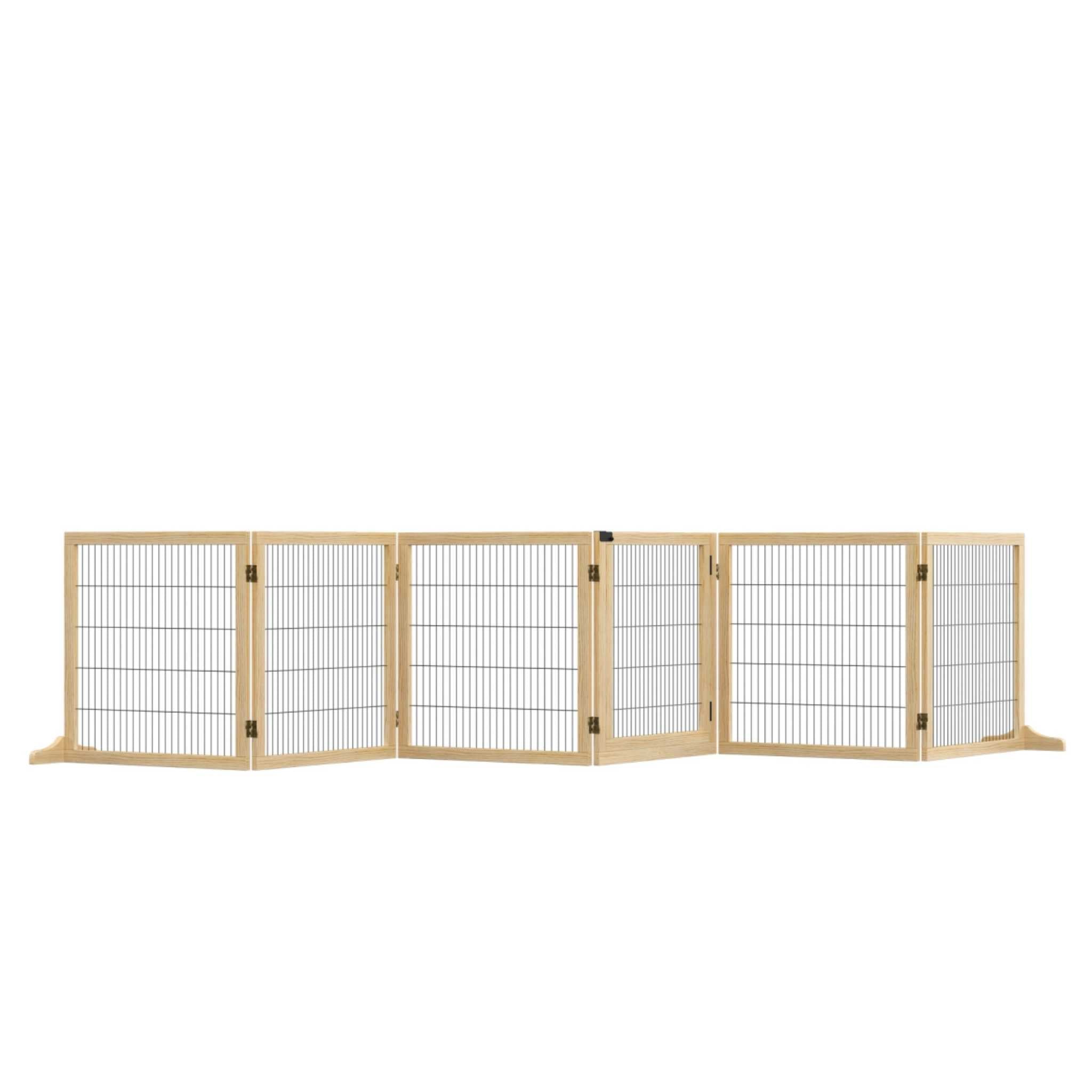 Extra wide freestanding pet gate 6 wooden panels 432cm x 70cm
