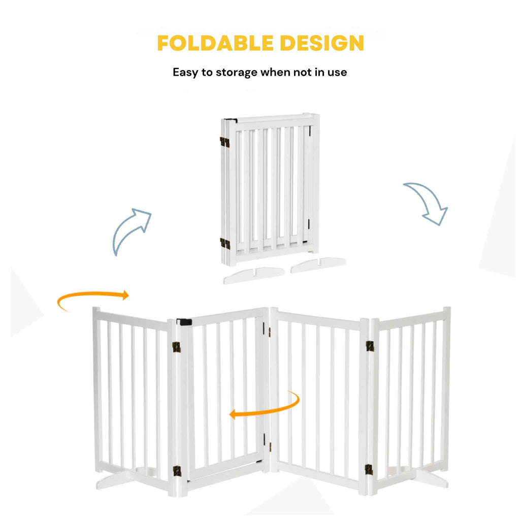Extra wide white pet gate folding design