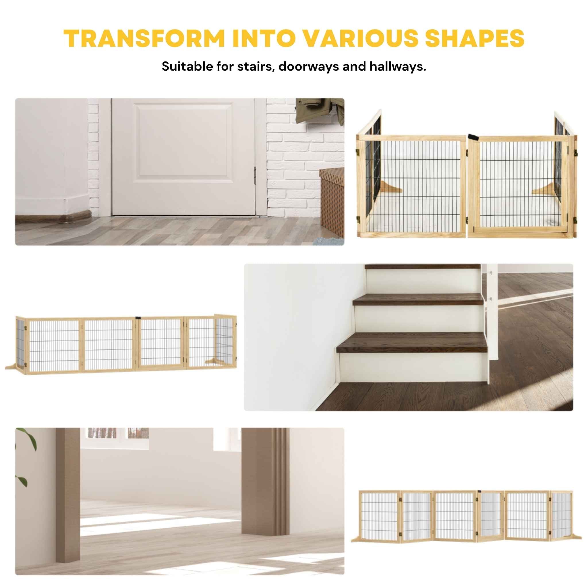 Extra wide wooden dog gate in various shapes