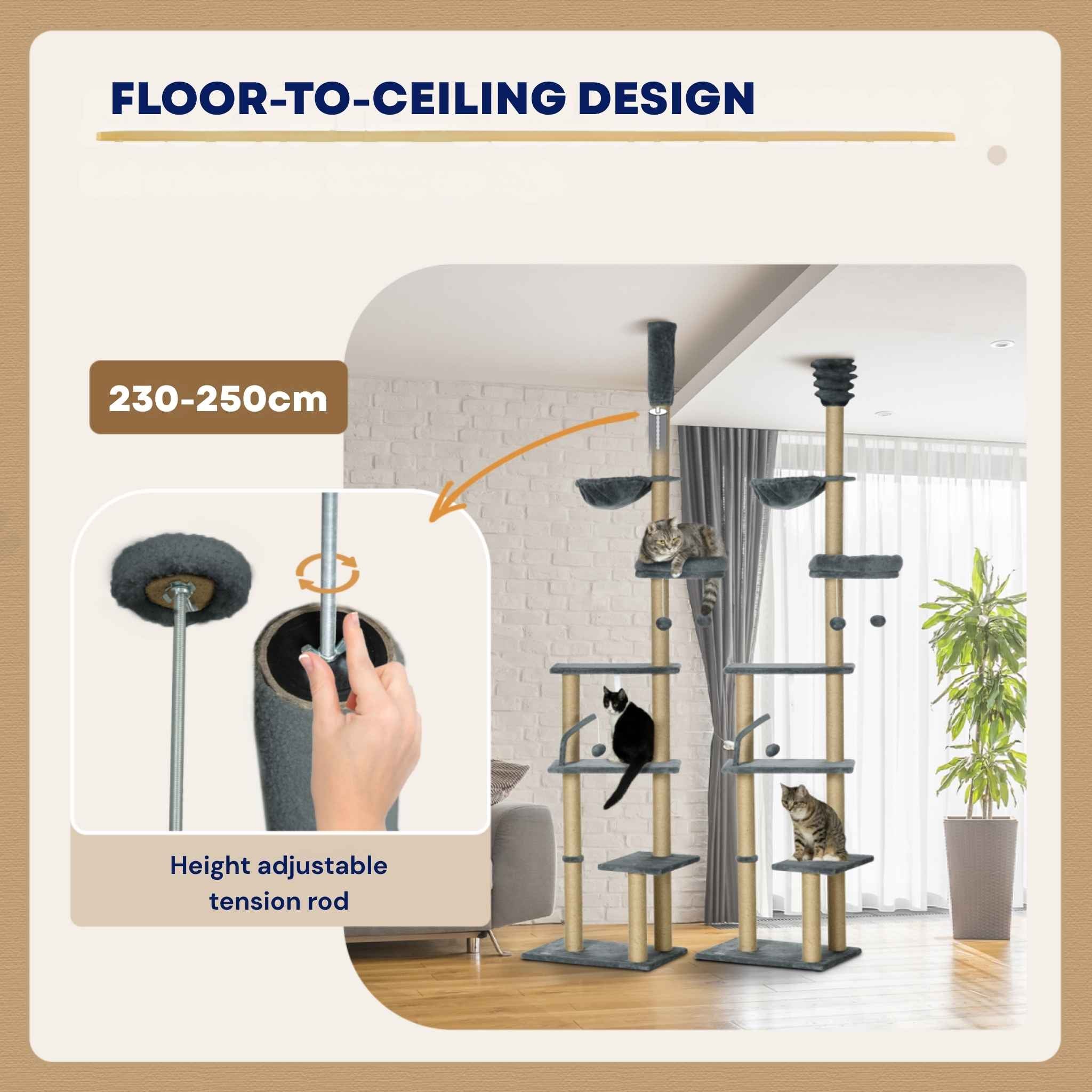 Floor to ceiling adjustable tension rod
