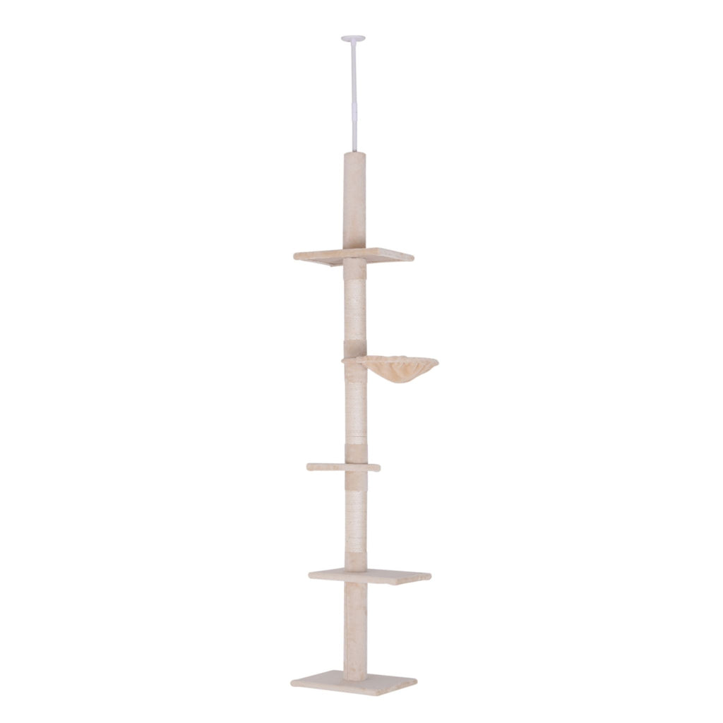 Floor to ceiling beige cat tree tower