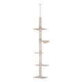 Floor to ceiling beige cat tree tower