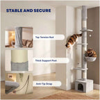 Floor to ceiling cat tree safety features
