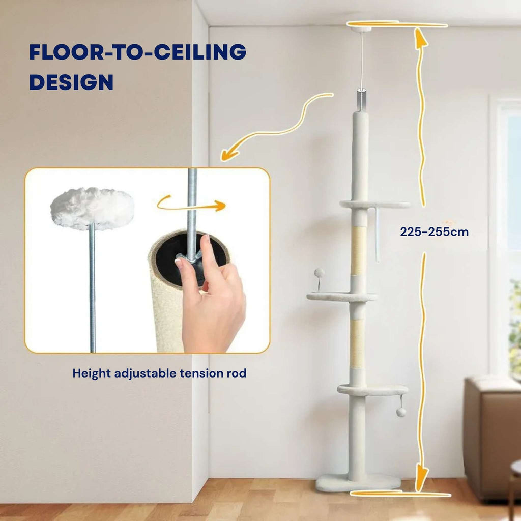 Floor to ceiling tension rod for white cat tree