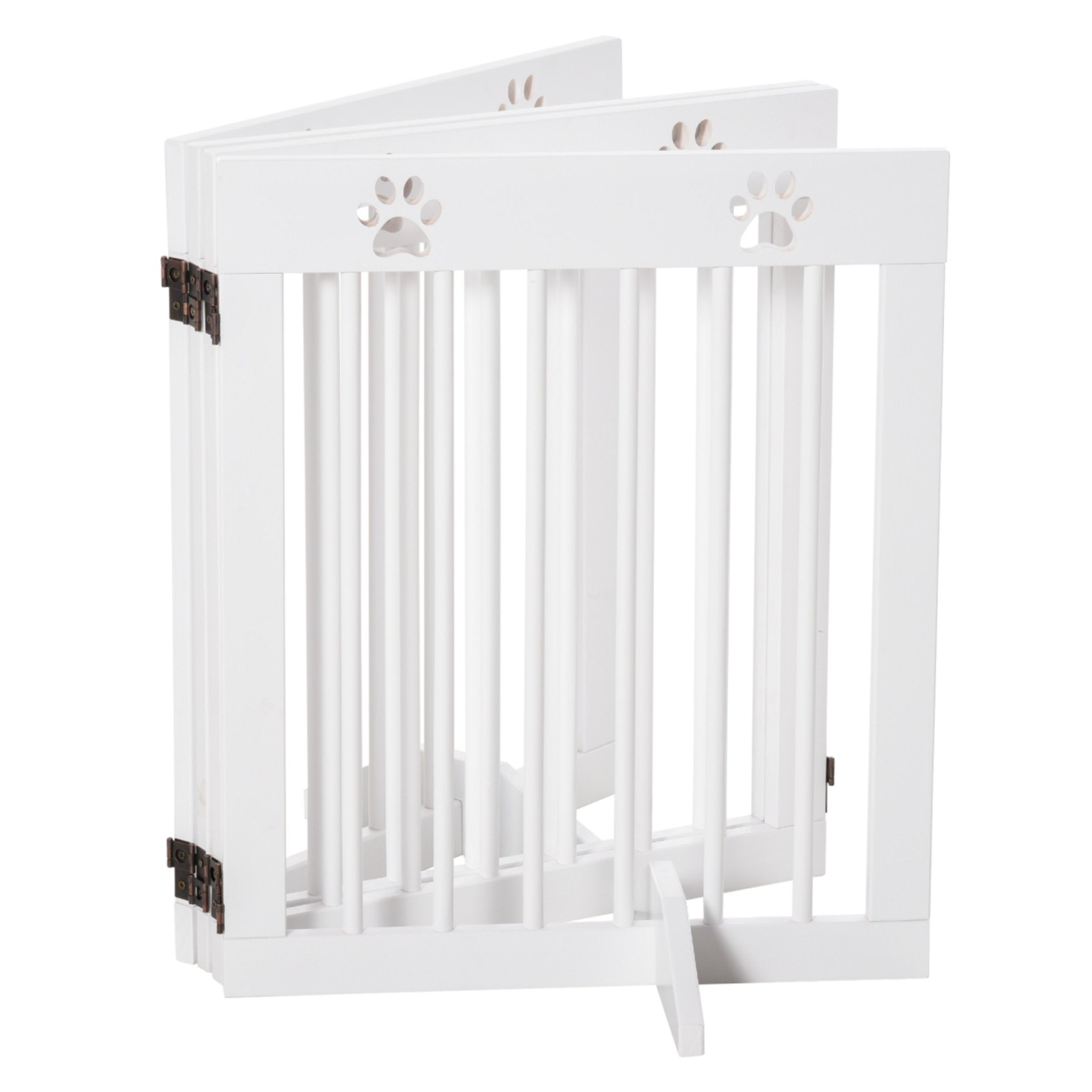 Folded white wooden dog gate