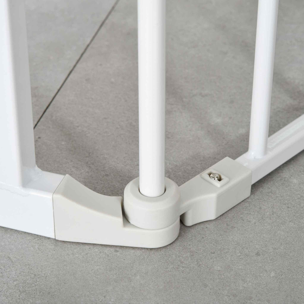 Freestanding dog barrier set at an angle