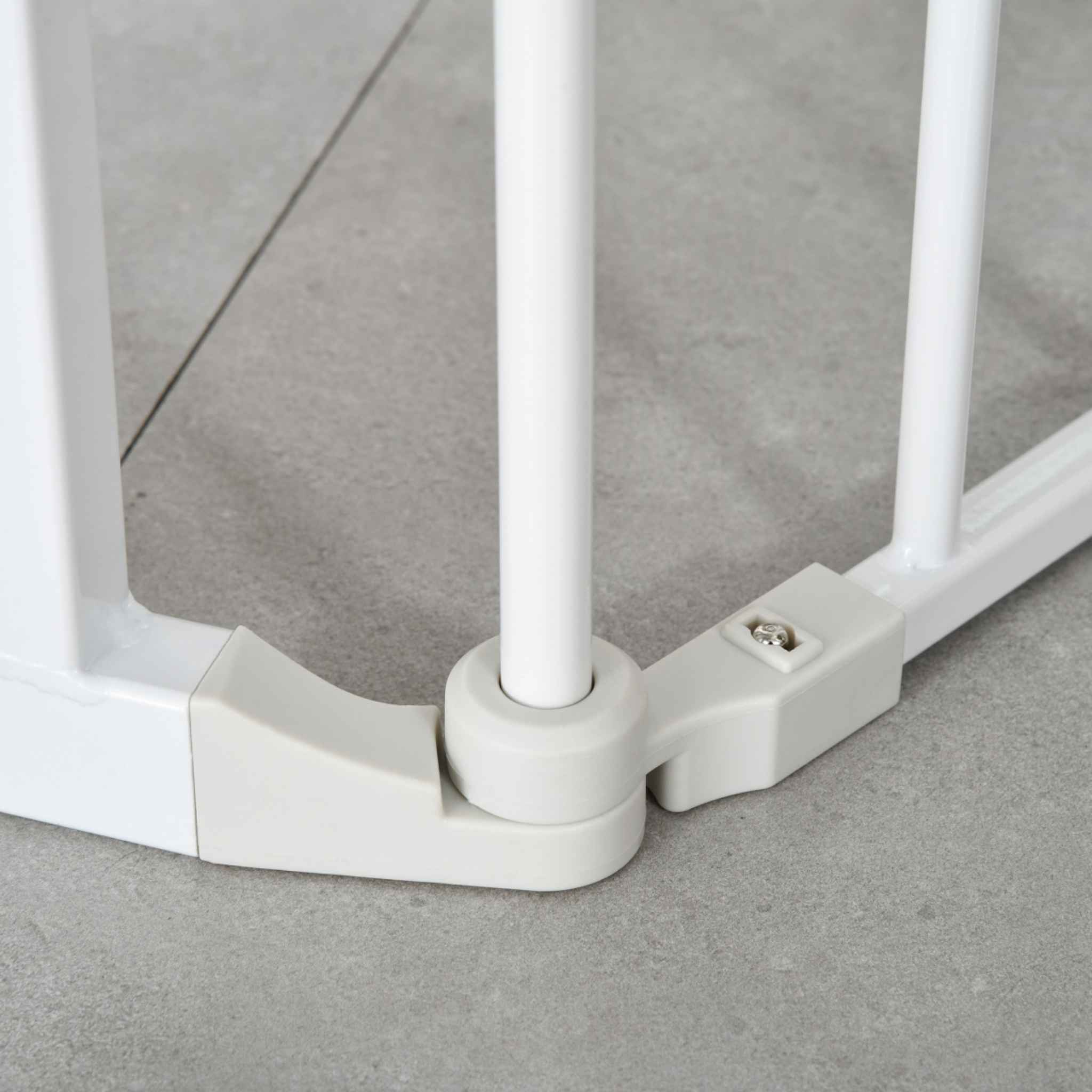 Freestanding dog barrier set at an angle