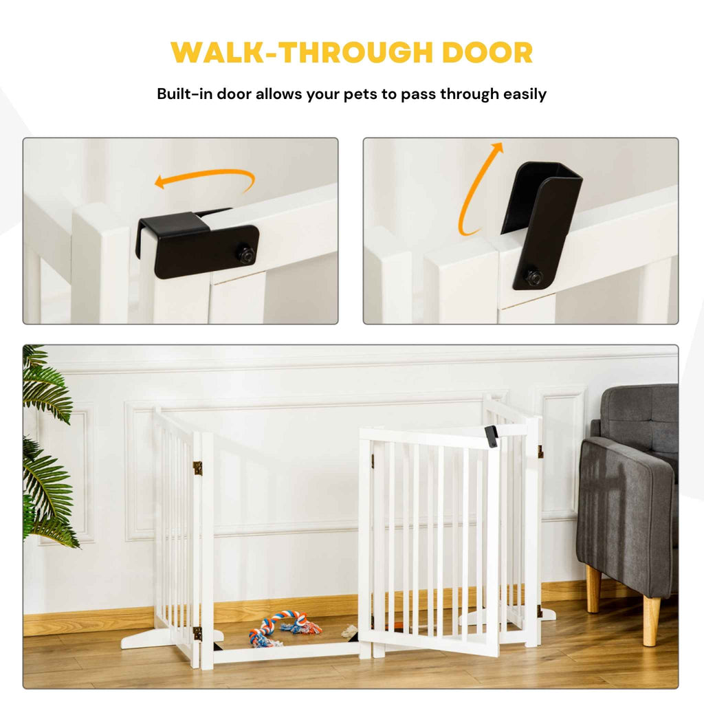 Freestanding dog gate pet walkthrough panel