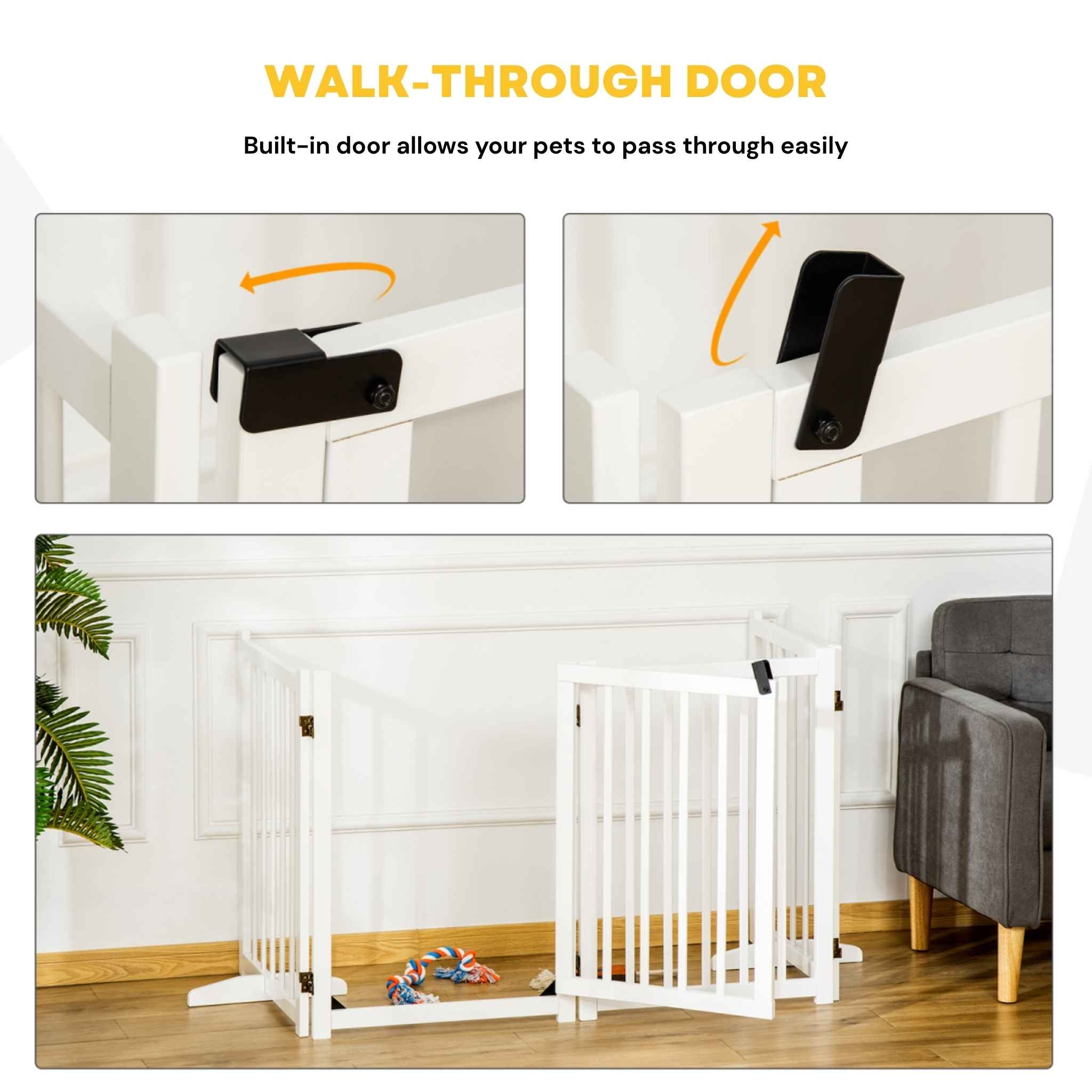 Freestanding dog gate pet walkthrough panel