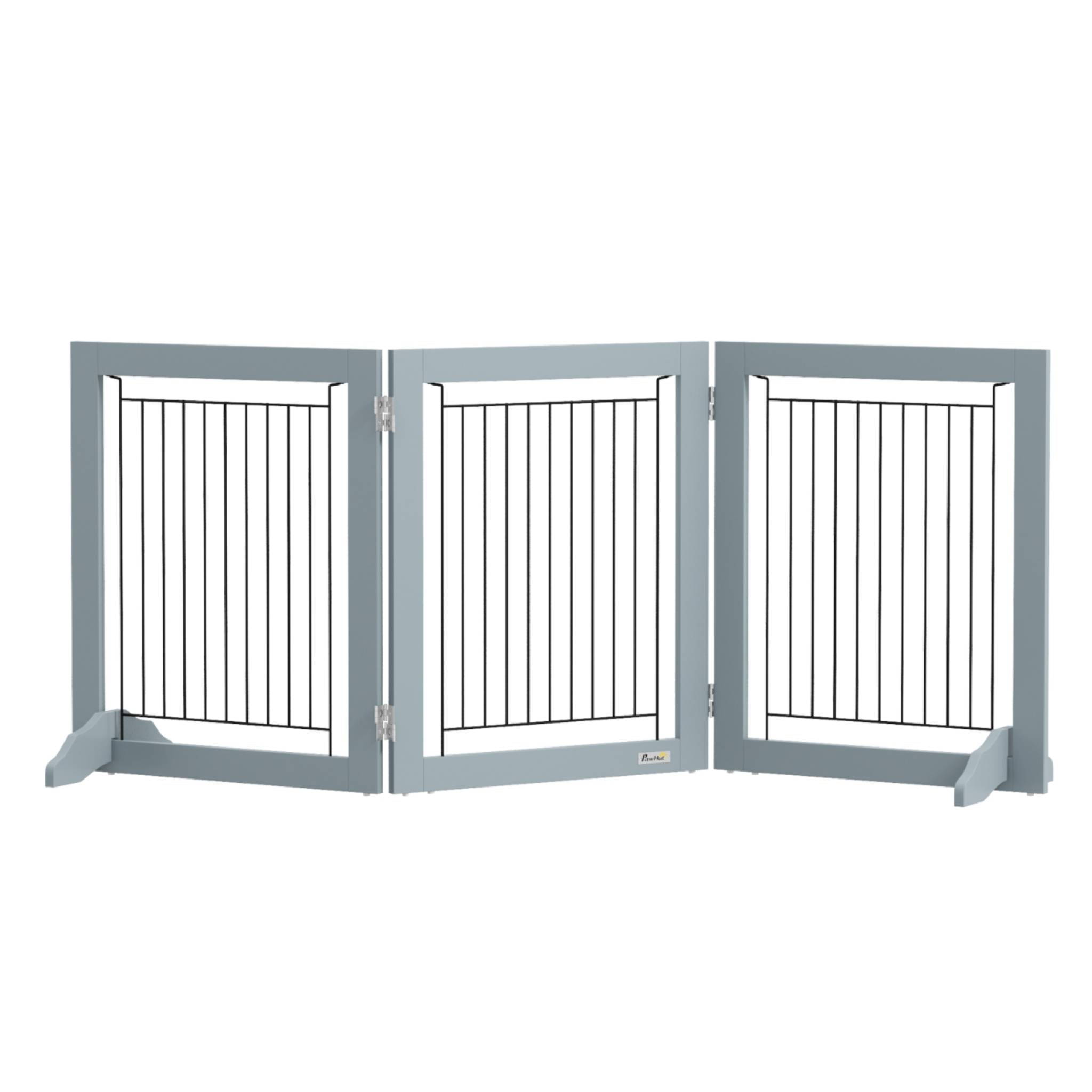 Freestanding pet gate 3 grey panels 154cm x 60cm