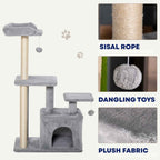 Grey 114cm tall cat tree features
