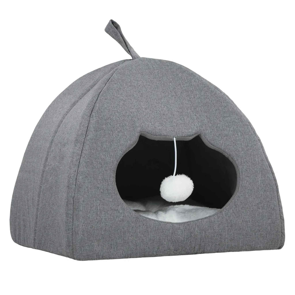 Grey cat bed cave