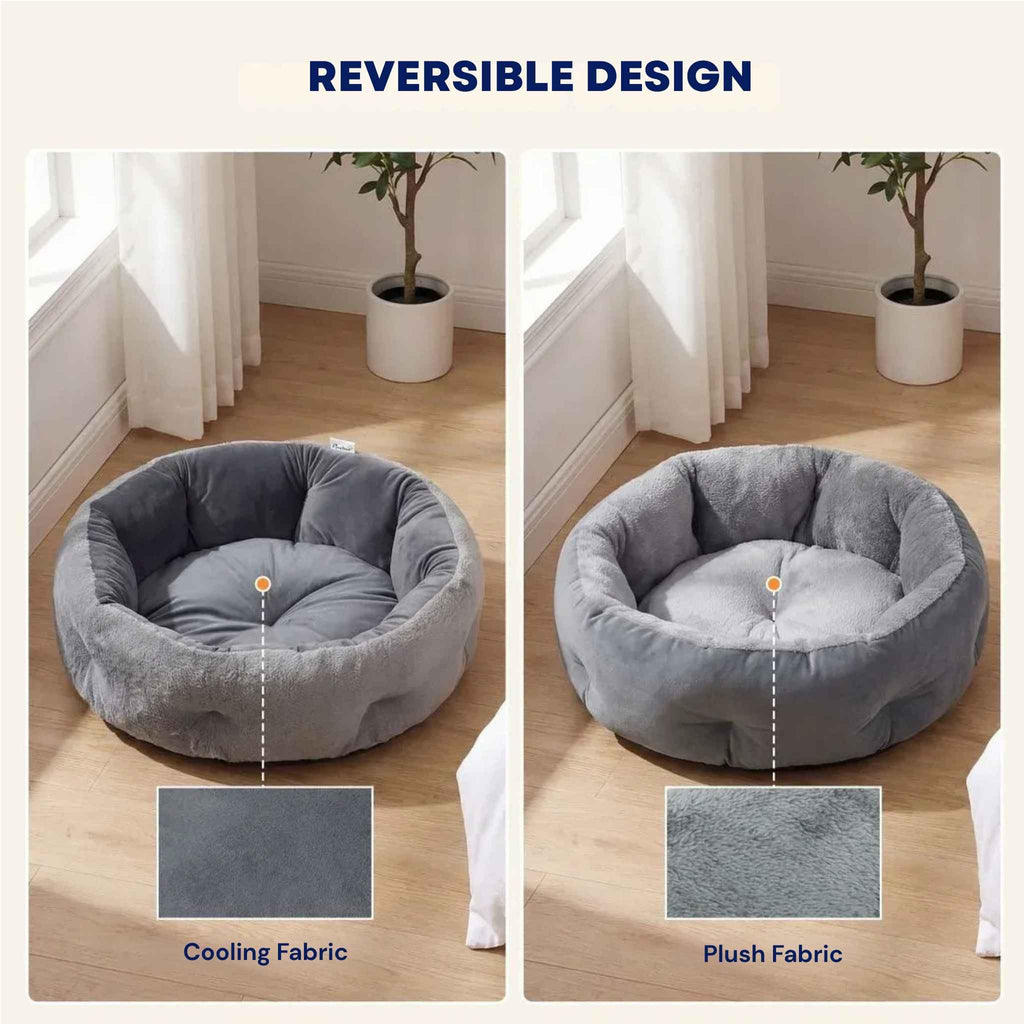 Grey cat bed reversible design