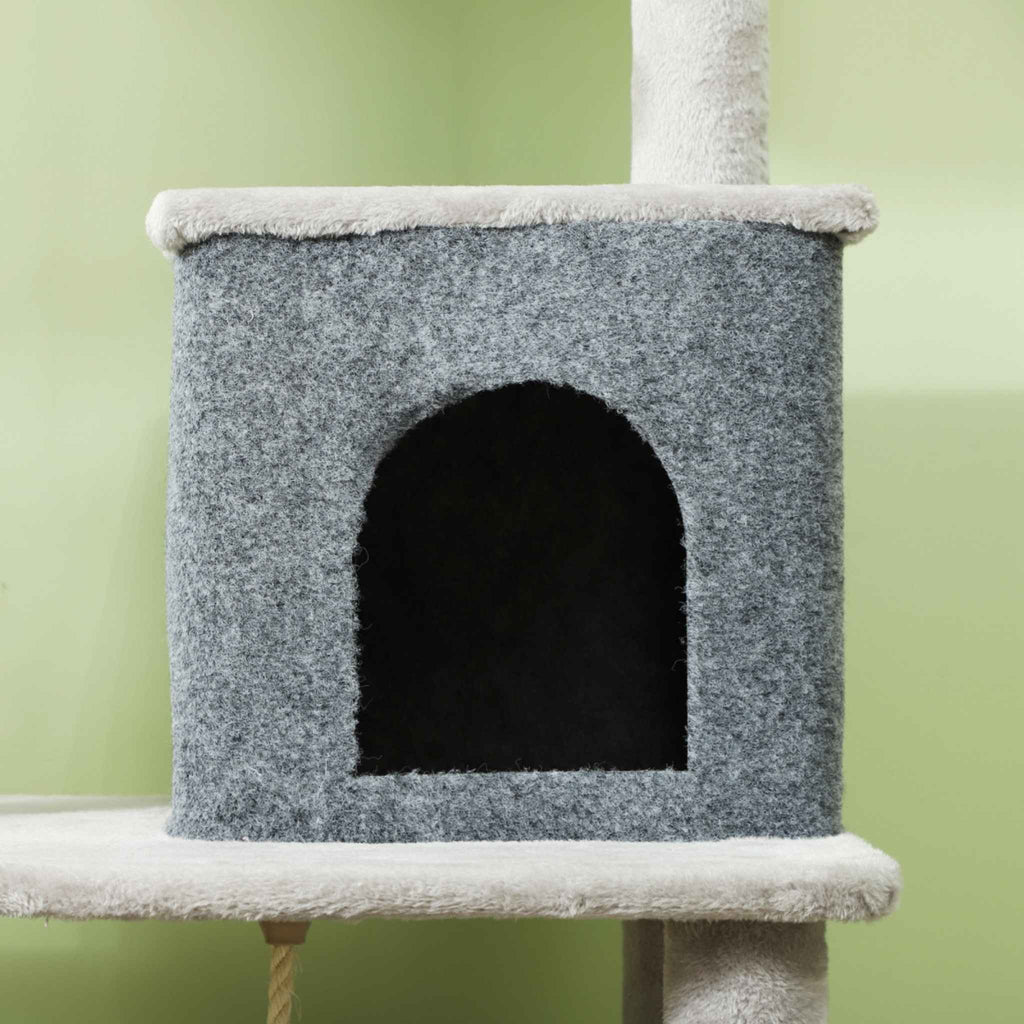 Grey cat tree hideaway