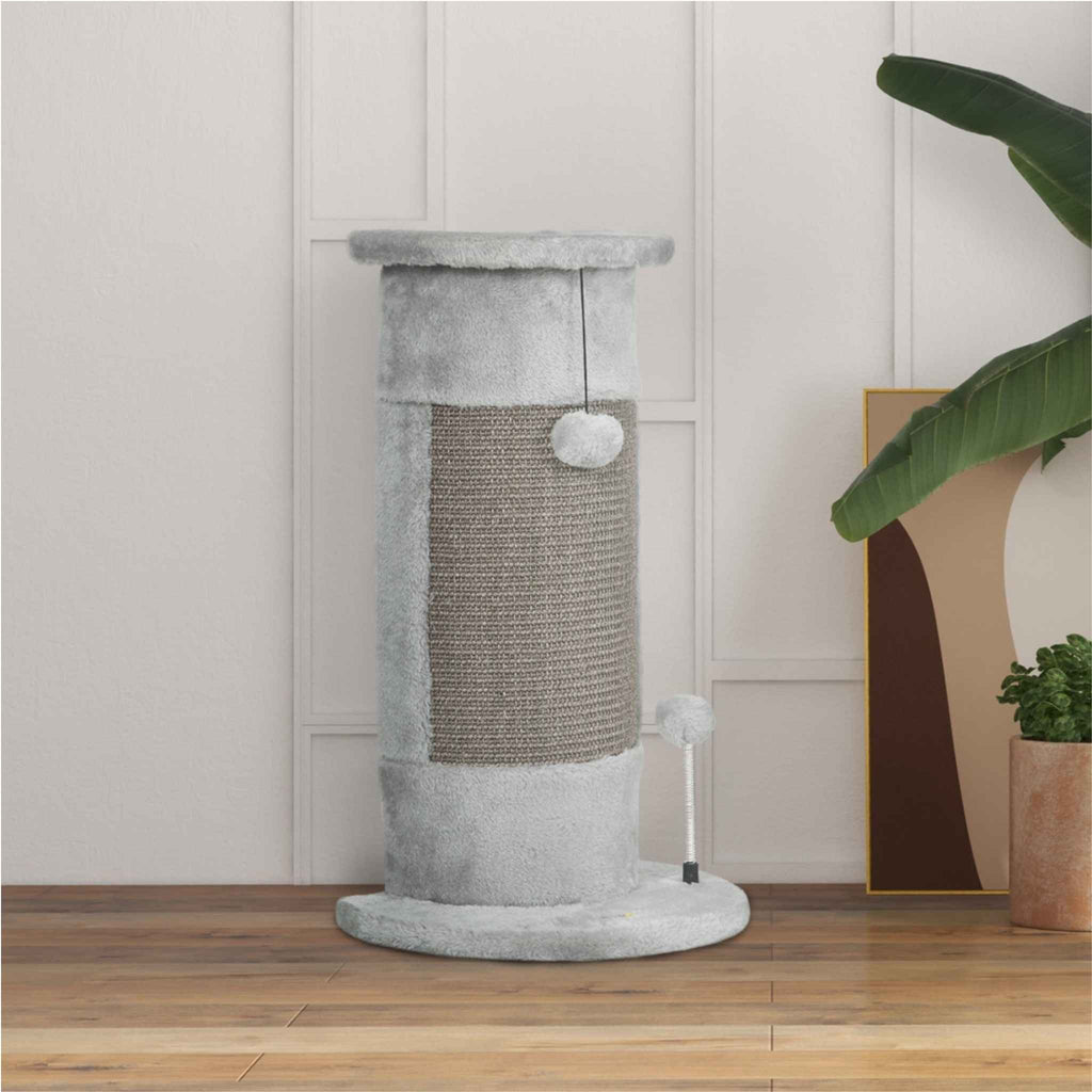Grey corner scratcher in living room