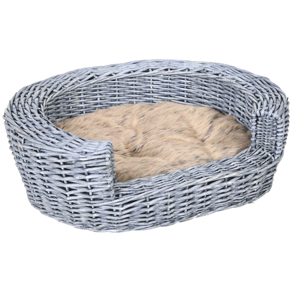 Grey rattan cat bed