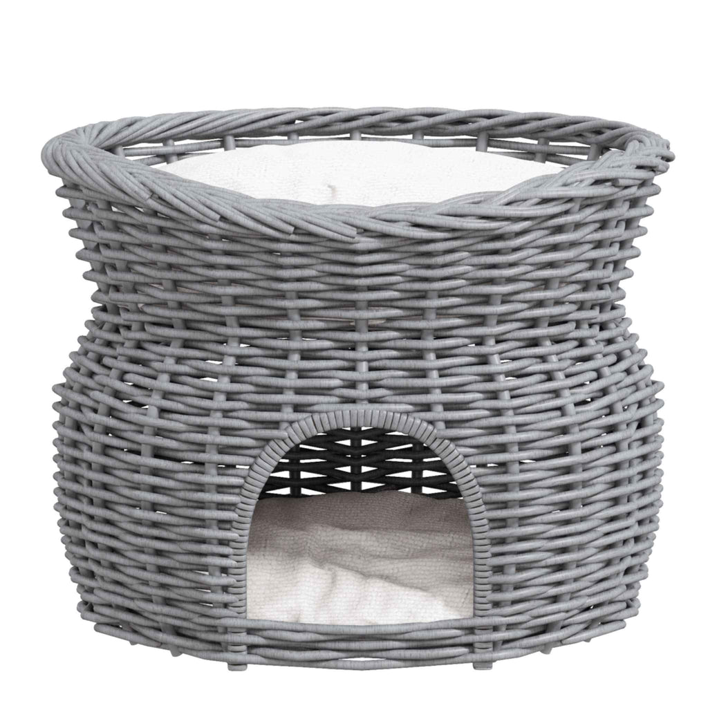 Grey rattan two tier bed