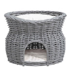 Grey rattan two tier bed