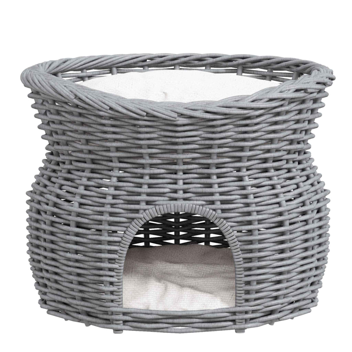 Grey rattan two tier bed