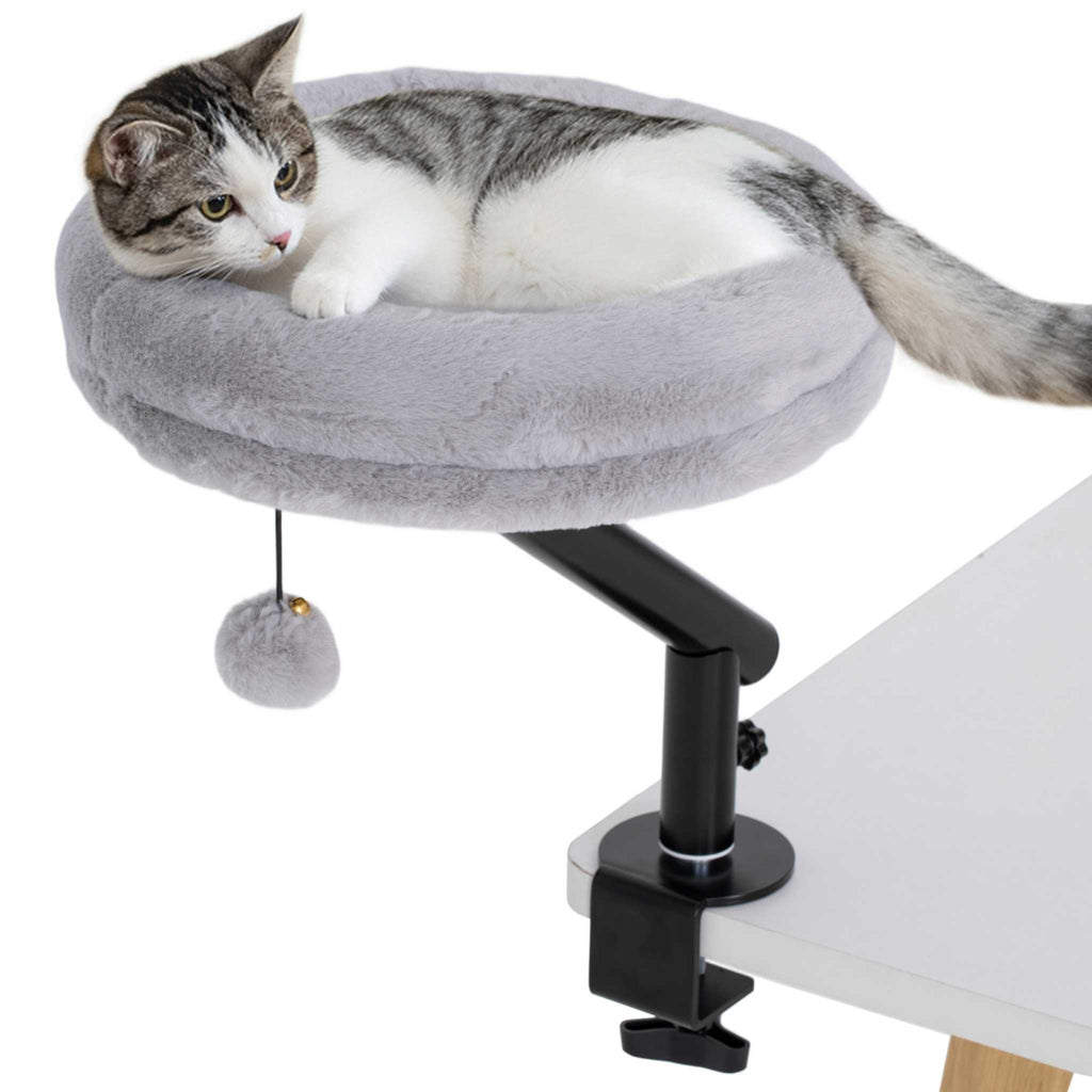 Grey rotatable cat desk bed