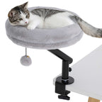 Grey rotatable cat desk bed