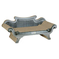 Grey sofa shaped cardboard scratcher with catnip