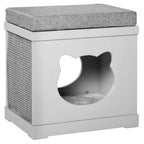 Grey wooden cat bed cave