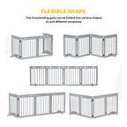 Grey wooden dog gate in various shapes