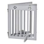 Grey wooden pet barrier folded