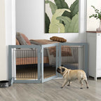 Grey wooden safety barrier in doorway
