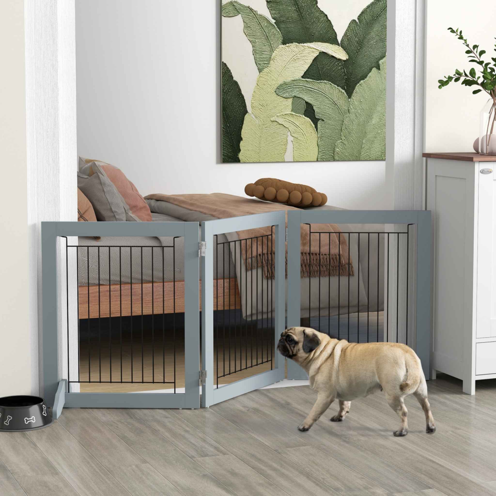 Grey wooden safety barrier in doorway