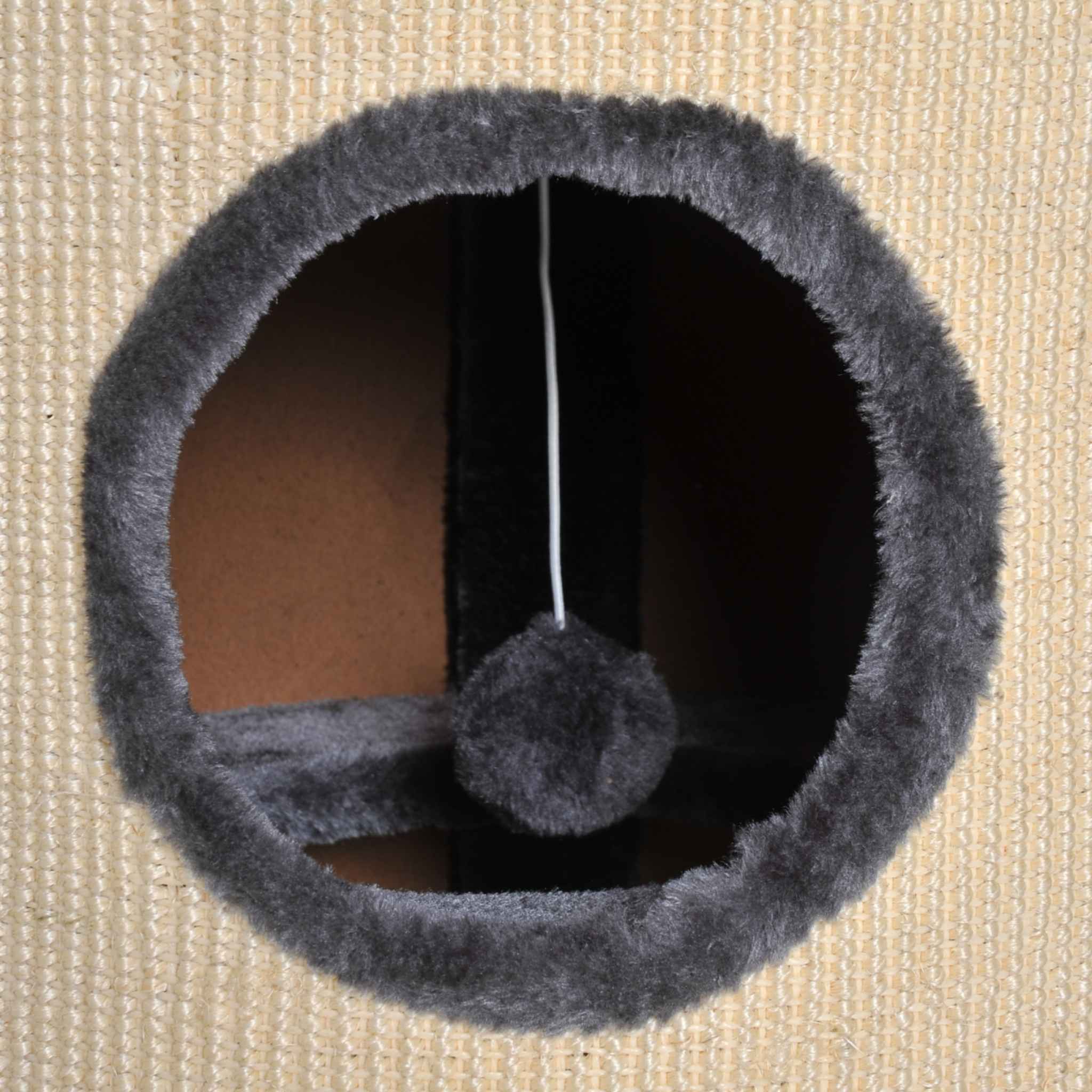 Hideaway and dangling toy on cat barrel