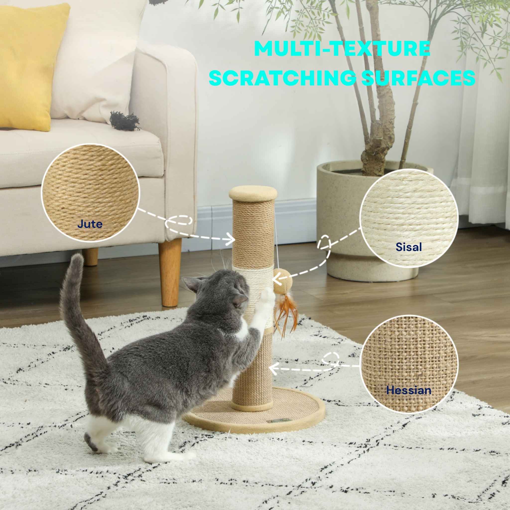 Jute sisal rope and hessian scratching surfaces