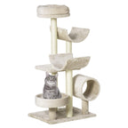 Large cat scratching post 105cm tall cream plush fabric sisal rope