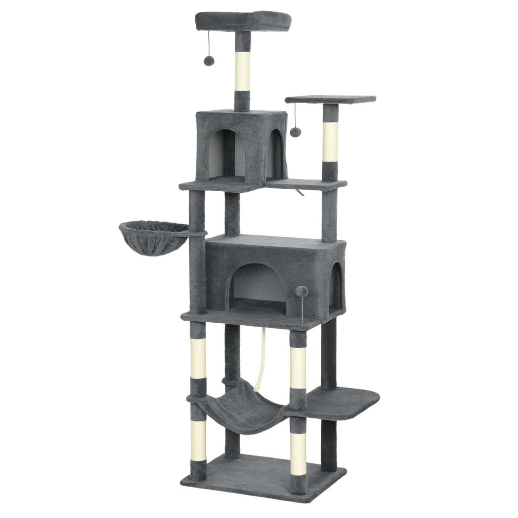 Large cat tree dark grey fabric and sisal rope