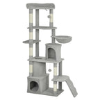 Large grey fabric cat tree 170cm tall