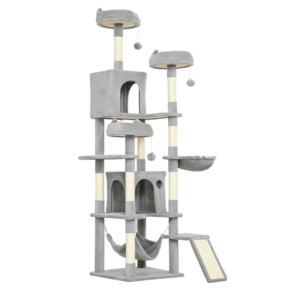 Large light grey cat tree with sisal rope