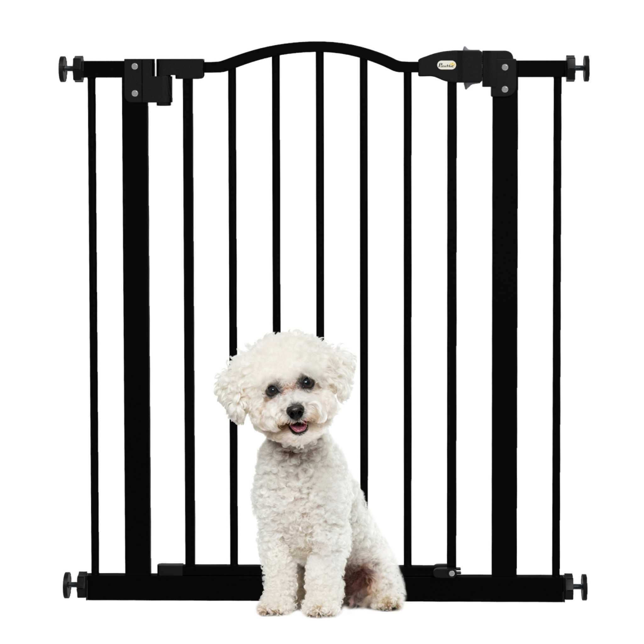 Narrow black pet gate 74–80cm x 78cm