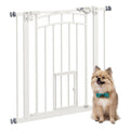 Narrow white pet gate with cat gate 74–80cm x 76cm